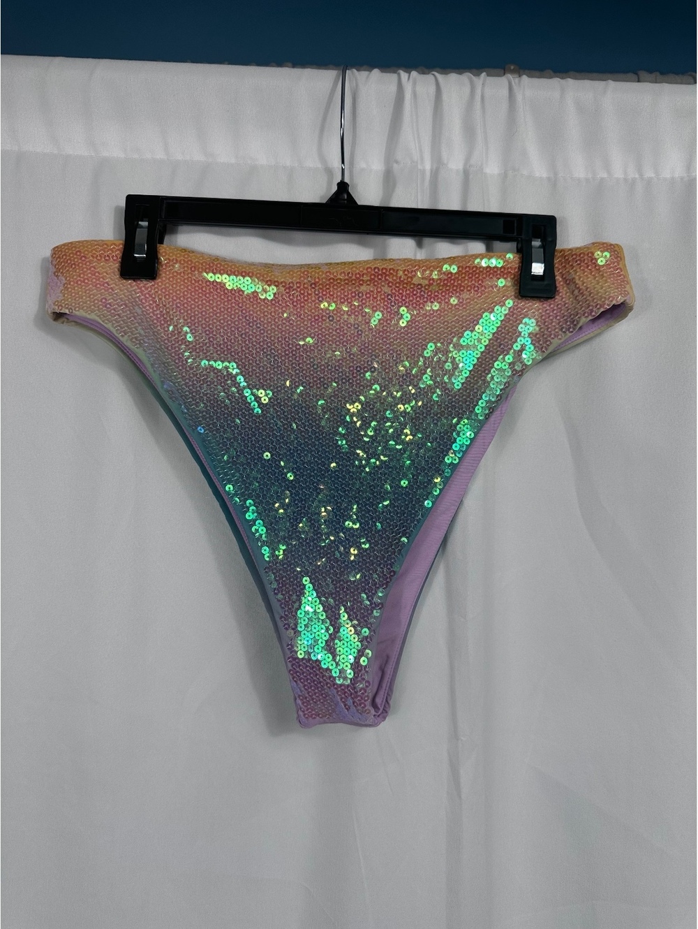 DANNIJO x Gianni Bini High Waist Cheeky Bikini Bottom with Iridescent Sequins XL